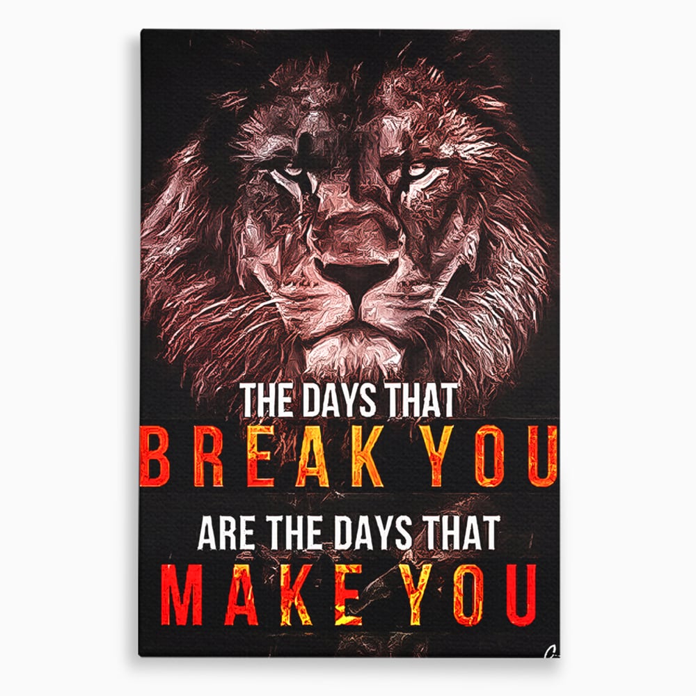 Tablou canvas cu tablou canvas cu leu si mesaj motivational, fara rama, pe sasiu de lemn
